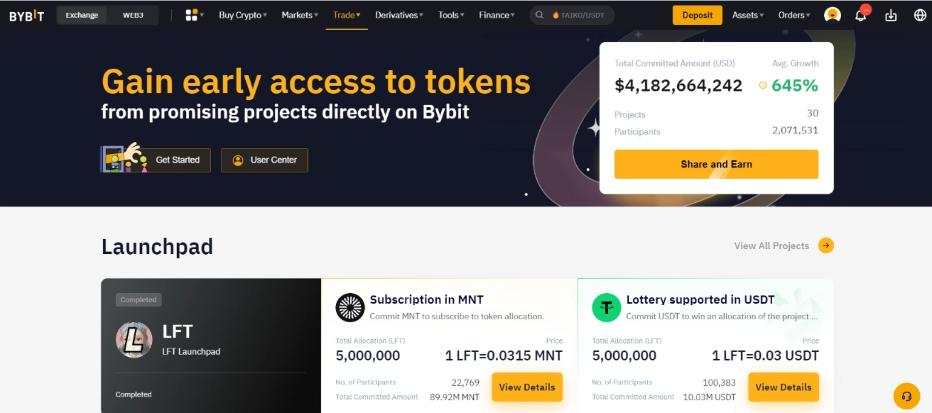 Bybit Launchpad – Hỗ trợ các dự án mới