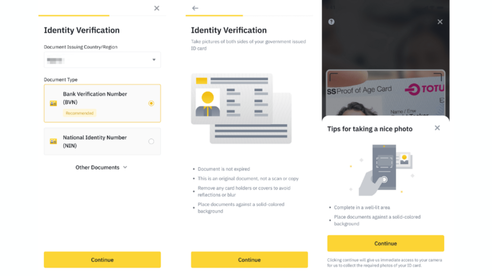 Chụp và tải lên ảnh rõ nét của giấy tờ tùy thân trên Binance