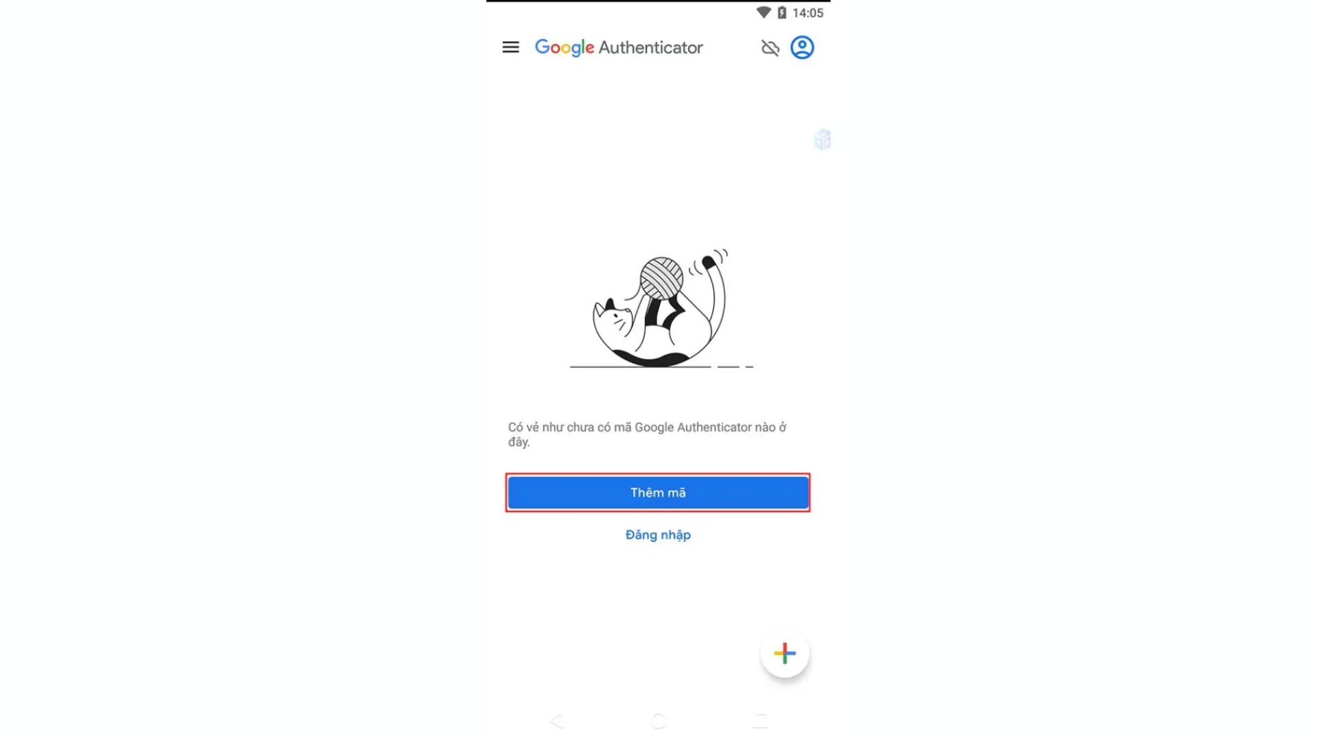 Mở ứng dụng Google Authenticator và chọn Thêm mã