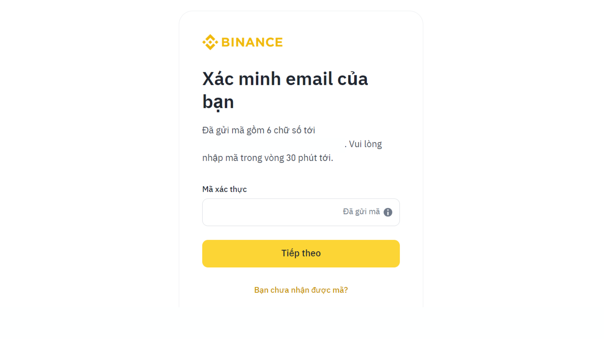 Nhập mã xác minh email