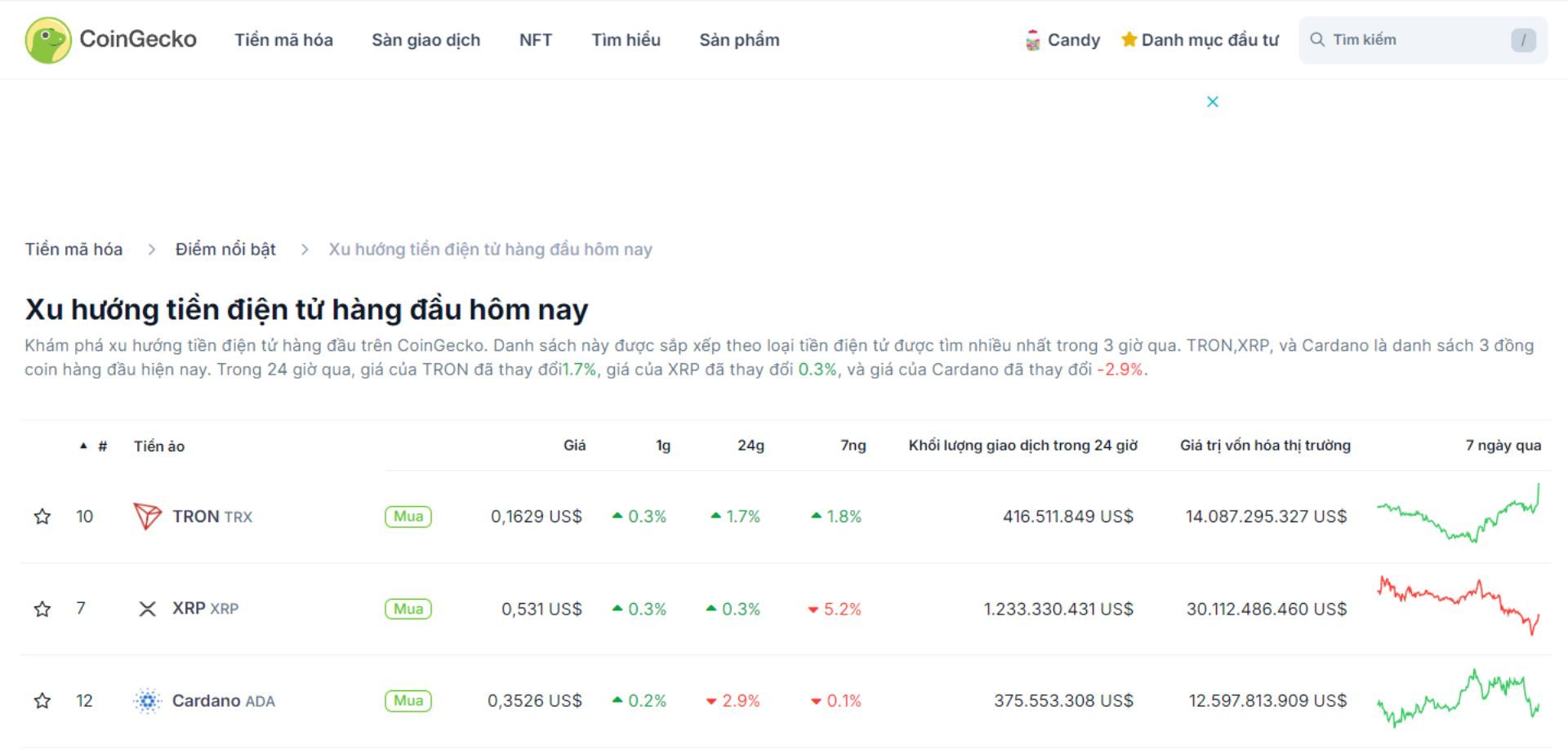 top 3 token trending hôm nay 24 10 2024
