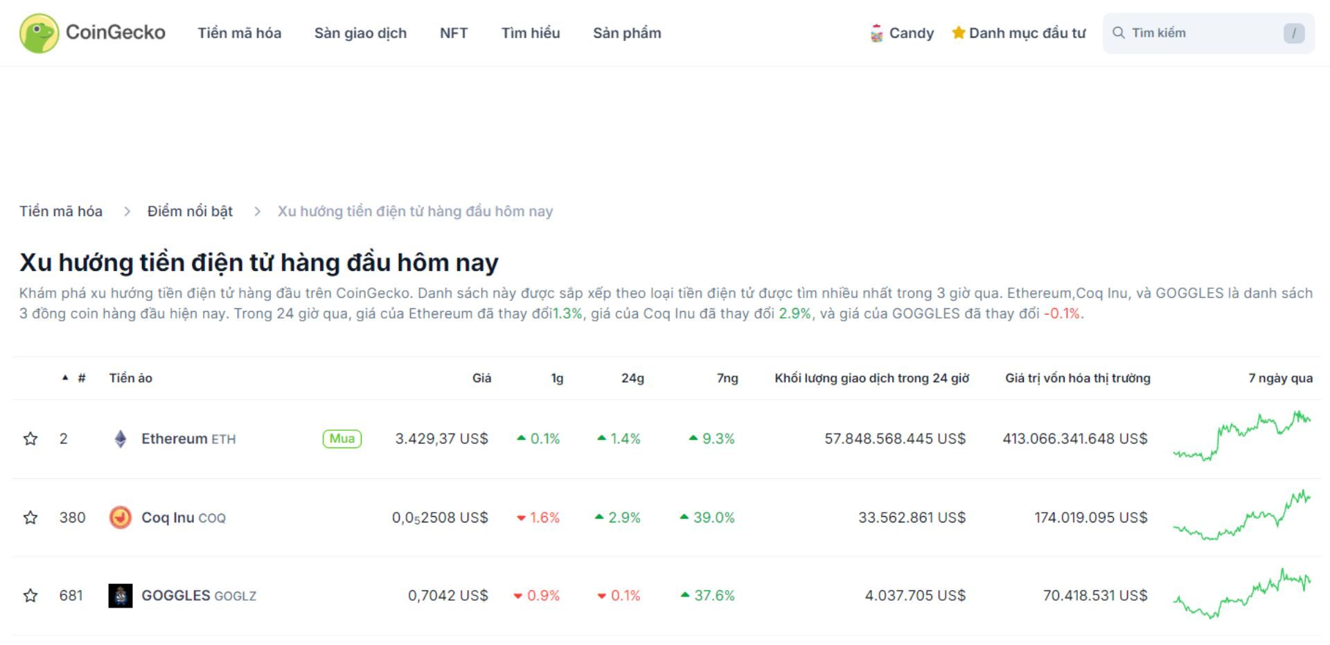 top 3 token trending hôm nay 26 11 2024