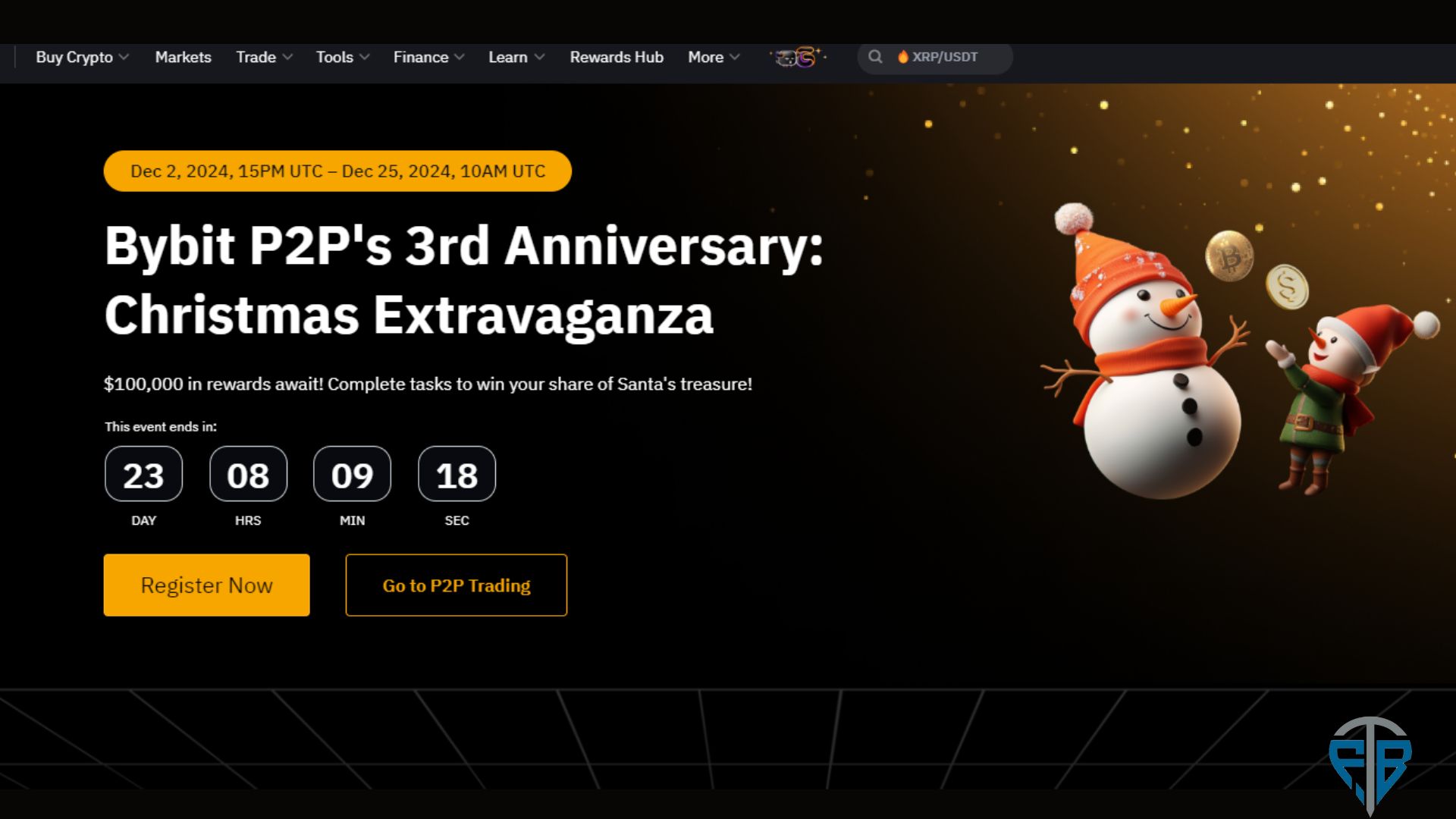 Hướng dẫn tham gia Bybit P2P Christmas Extravaganza phần thưởng $100,000
